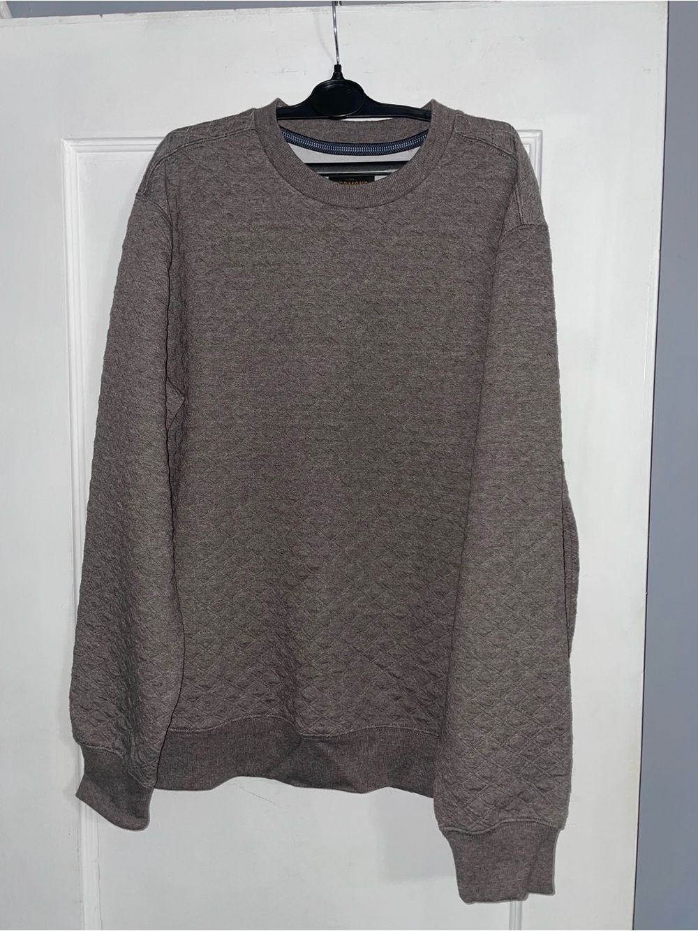 Men's Brown Quilted Crewneck Sweater